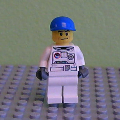 LEGO Minifigure-Spacesuit, White Legs, Blue Short Bill Cap, Black Eyebrows-Town / City / Space Port-CTY226-Creative Brick Builders